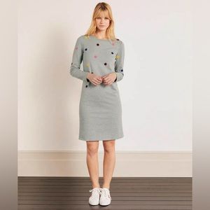 Boden Sweatshirt Dress Long Sleeve Grey Marl Boucle Spot Colorful Polka Dot 6L